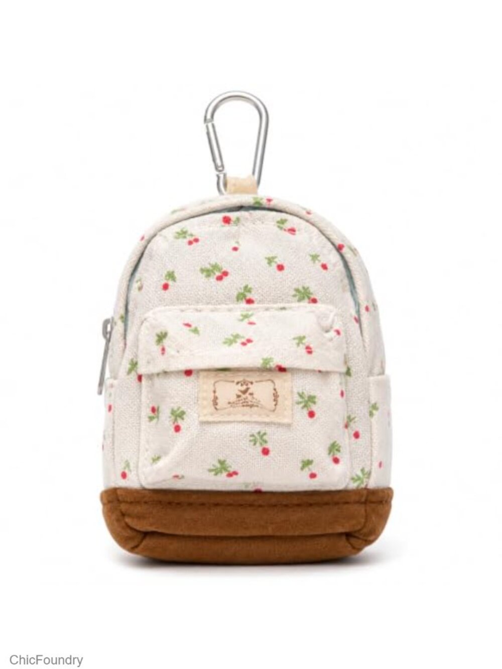 Mini Backpack Coin Purse Keychain Floral Canvas Zipper Pouch
